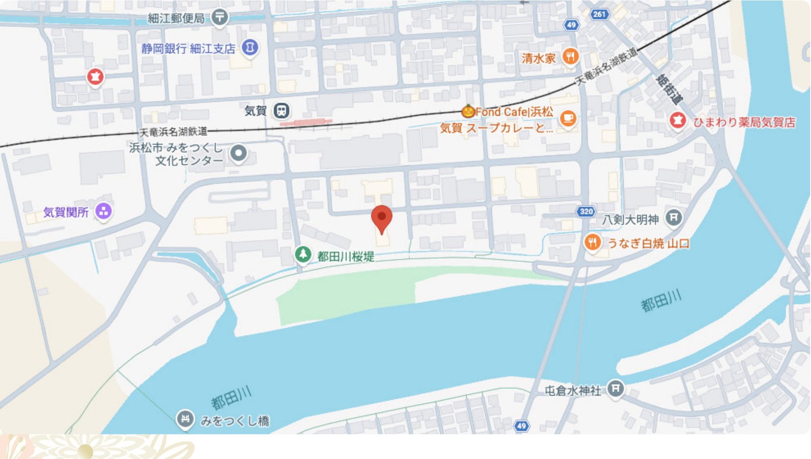坪井人形会館の所在地地図(浜松市浜名区細江町気賀288)